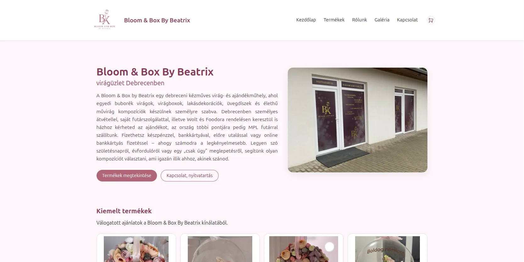Bloom and Box webáruház referencia