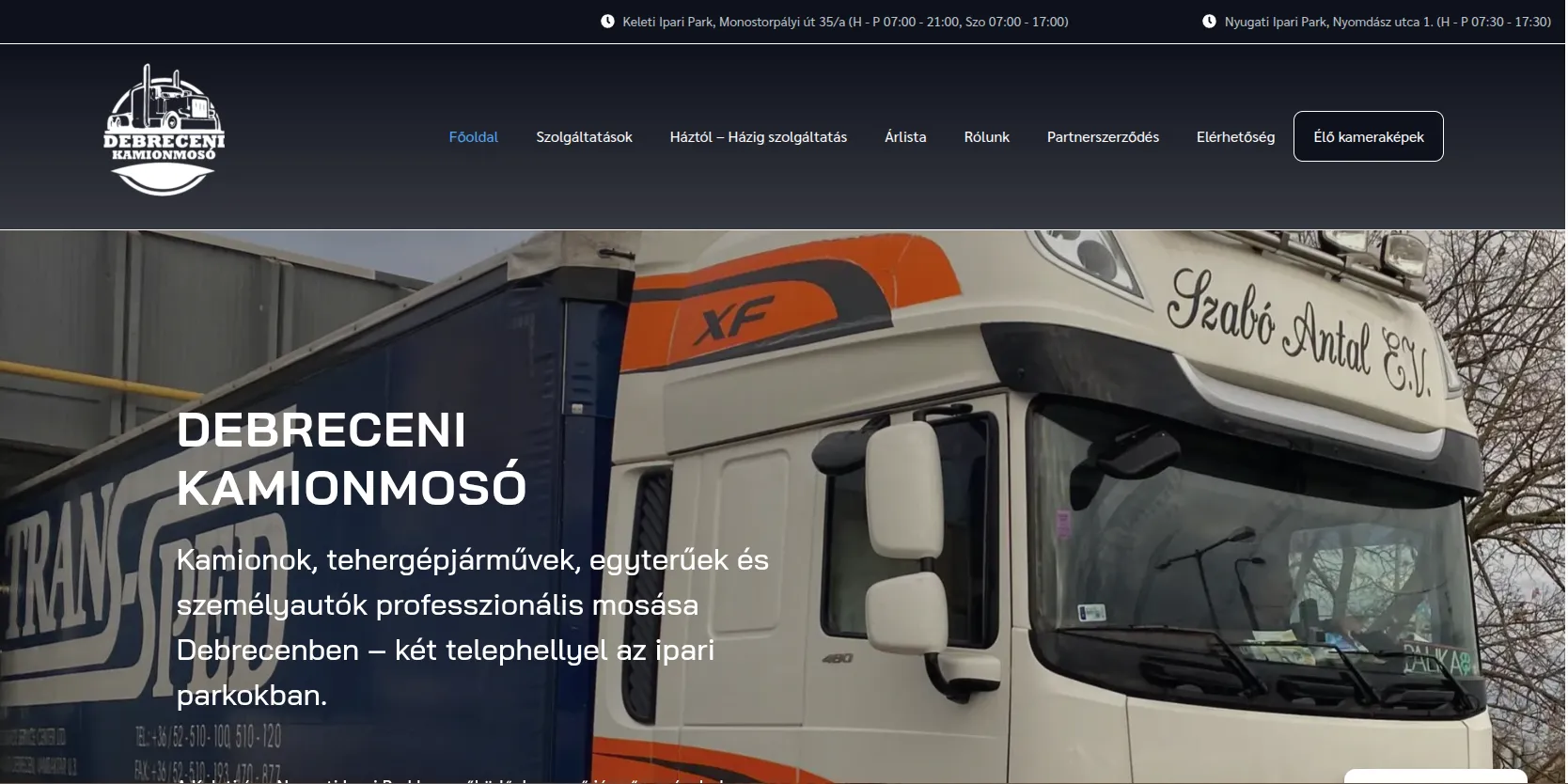 Debreceni Kamionmosó WordPress weboldal referencia